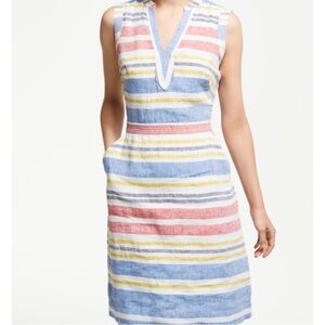 Boden Rosemary Rainbow Stripe 100% Linen Shift Dress – Size 12